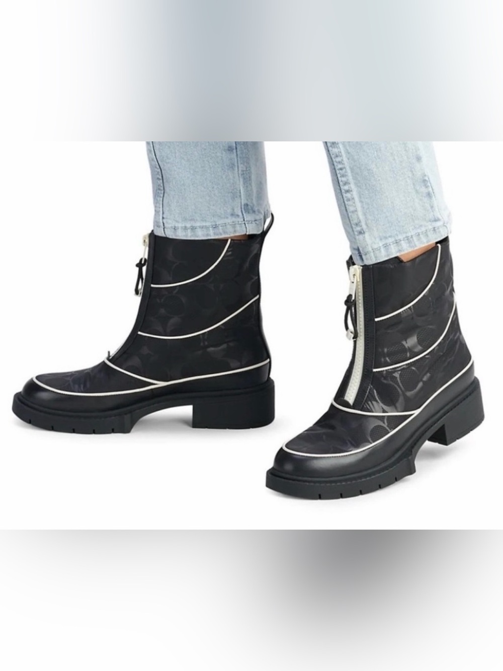 Coach Leona Nylon Monogram Ankle Boots Size 9